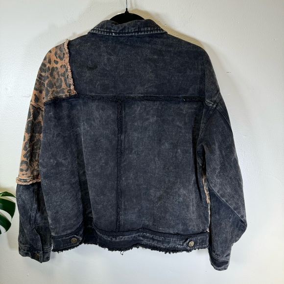 Oli&Hali jean jacket black leopard pathwork denim distressed medium SP213 - Picture 3 of 15